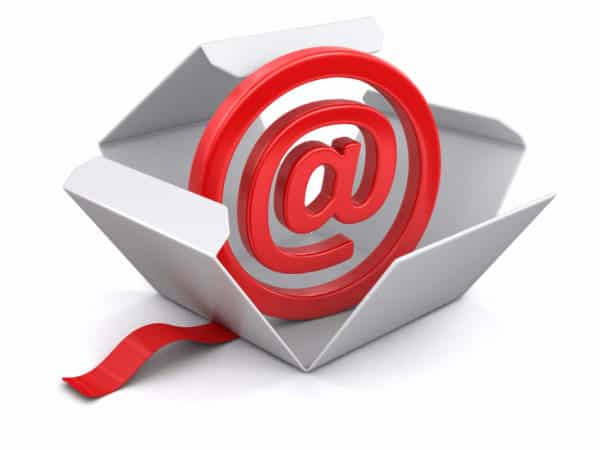 Red email @ sign in box with red ribbon