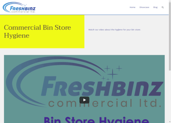 Screenshot Freshbinz Commercial Showcase page